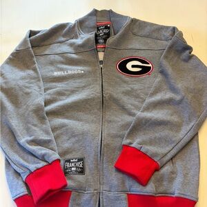 Gray Georgia Bulldogs Zip-Up Jacket with Red Accents Official Franchise Club
